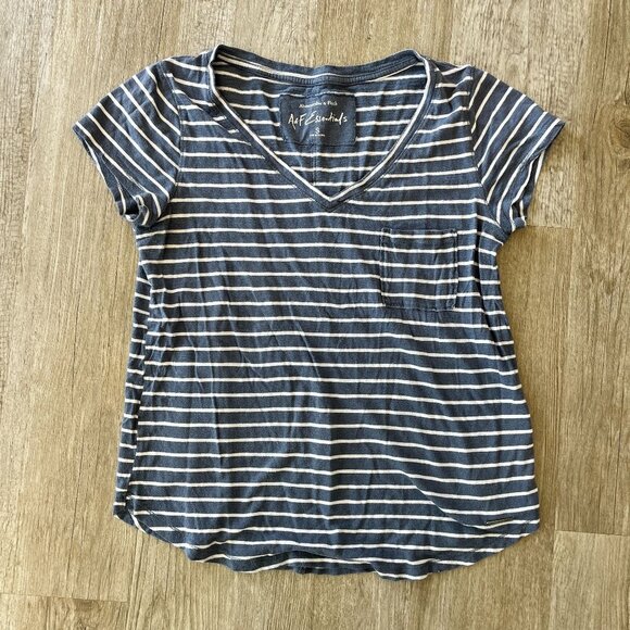 Womens Abercrombie and Fitch Blue Stripe Tshirt - S - Picture 1 of 5